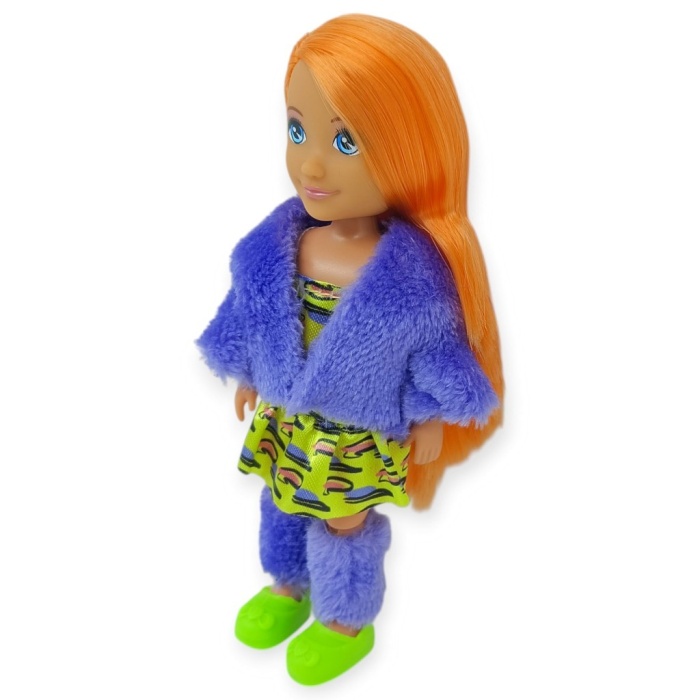 Moda İkonu Bebek Figür 13 cm  - Turuncu Saçlı Neon Şıklık (Lisinya)