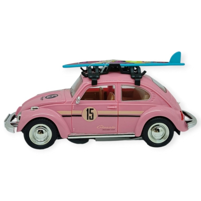 Tatil Serisi - Sesli Işıklı Vosvos Araba 18 cm - Pembe (Lisinya)