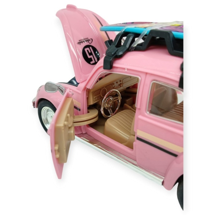 Tatil Serisi - Sesli Işıklı Vosvos Araba 18 cm - Pembe (Lisinya)