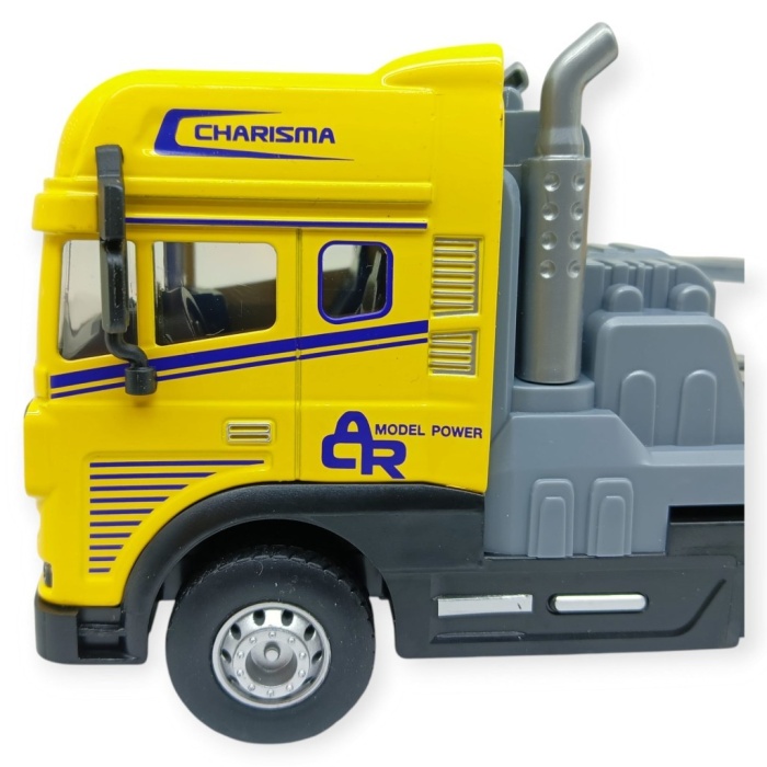 Metal Tır 1:24 - Sesli Işıklı Taşıyıcı Dorseli Tır 30 cm - Sarı (Lisinya)