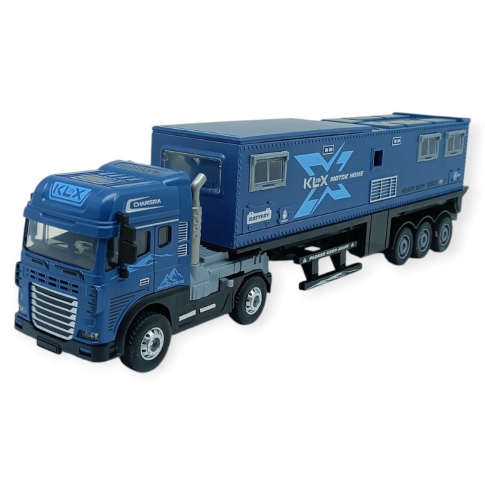 Metal Tır 1:24 - Sesli Işıklı Karavan Tır 39 cm - Lacivert (Lisinya)