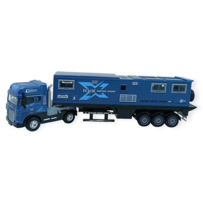 Metal Tır 1:24 - Sesli Işıklı Karavan Tır 39 cm - Lacivert (Lisinya)