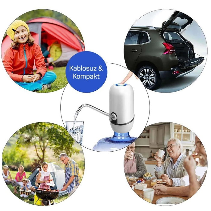 Kampta Piknikte Yazlıkta Şarjlı Damacana Otomatik Su Pompası ( Lisinya )