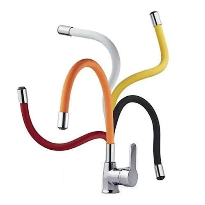 Esnek Kıvrılabilir Renkli Silikon Oynar Başlıklı Musluk Bataryası Başlığı Kubar ( Lisinya )