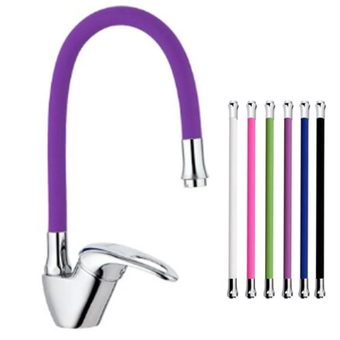 Mix Kuğu Mutfak Evye Bataryası Renkli Oynar Başlıklı Mor ( Lisinya )