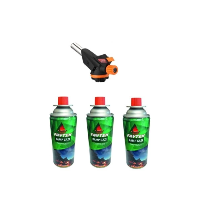 3 Kartuşlu Çakmak Pürmüz Seti - Turbo Tourch Kamp Piknik Pürmüz Seti ( Lisinya )