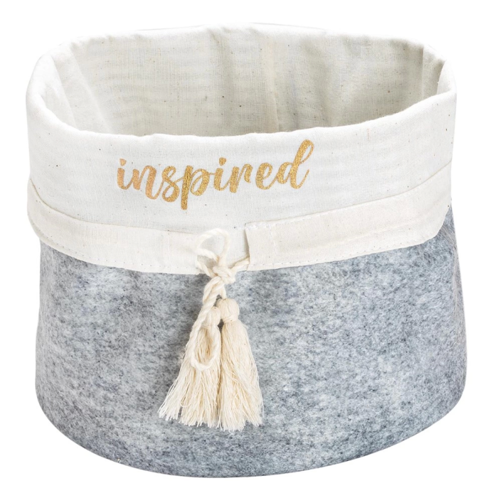 Yuvarlak Katlanabilir Çok Amaçlı Saklama Organizer Kutu Keçe Sepet (mini) - 03402 ( Lisinya )