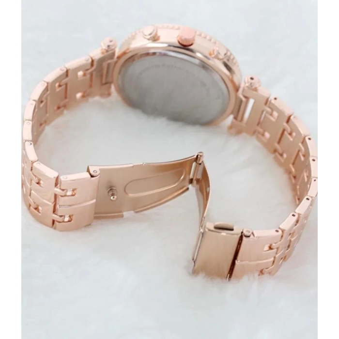 Zarif ve Şık Özel Tasarım Zirkon Taşlı Metal Bayan Kol Saati (rose) ( Lisinya )