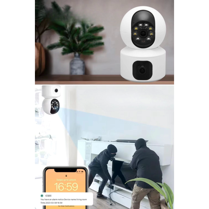 Çift Kameralı Kablosuz Bağlantılı Gece Görüşlü Ev Tipi Güvenlik Kamerası YoSee ( Lisinya )