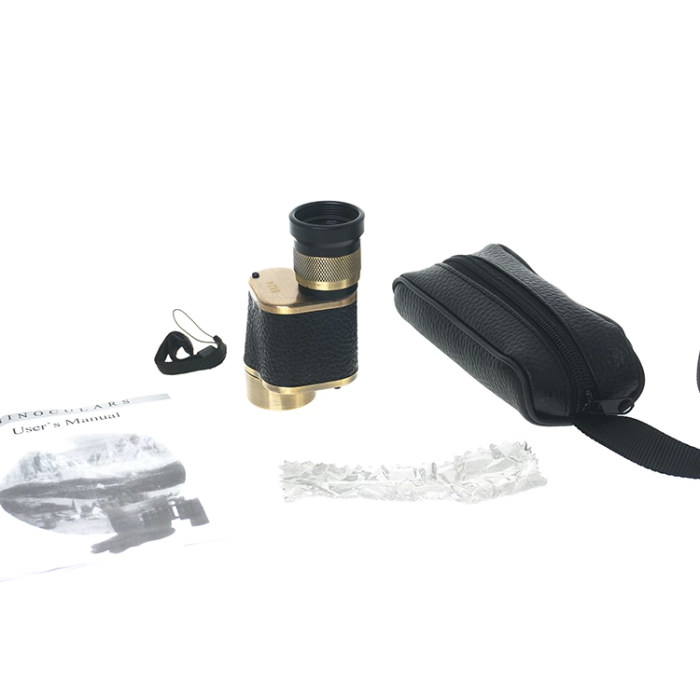 6x24  Baıgısh, Askeri Tarzi Pirinç Ve Deri Kaplamalı, Deri çantalı Monocular Dürbün Sarı ( Lisinya )