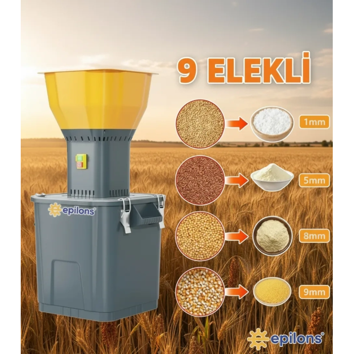 Lisinya 55L 1300 w Profesyonel Tahıl Yem Öğütücü – 9 Paslanmaz Elek Hediyeli ( Lisinya )