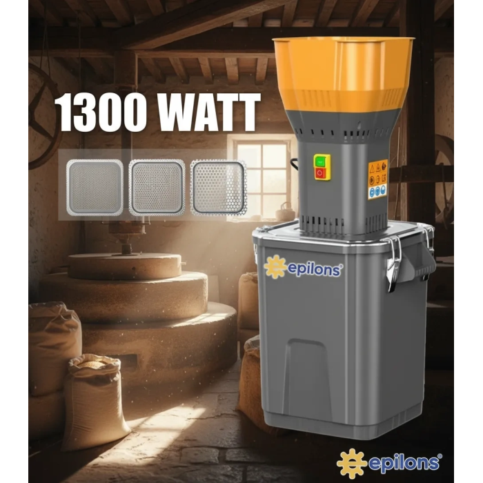 Lisinya 55L 1300 w Profesyonel Tahıl Yem Öğütücü – 9 Paslanmaz Elek Hediyeli ( Lisinya )