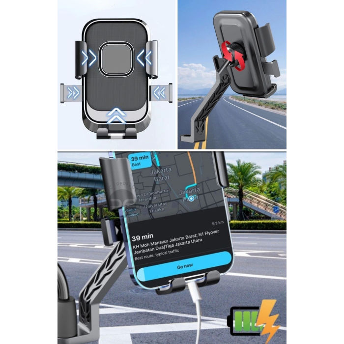 Motor,motosiklet,bisiklet ,scooter İçin 360 Derece Dönebilen Dikiz Aynası Versiyonu Telefon Tutucu Aparat ( Lisinya )