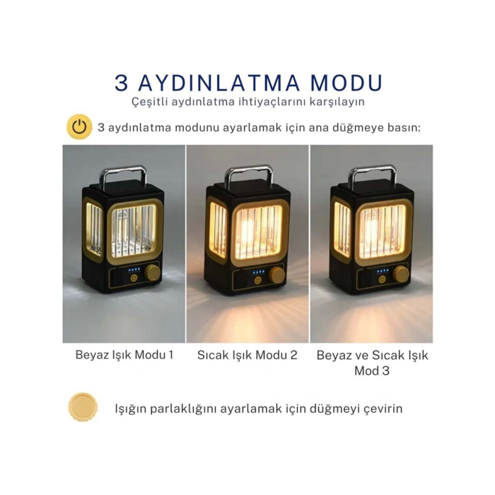 Ampul Solar Şarj Edilebilir 12 Led 1 Rustikli Led Kamp Lambası ( Lisinya )