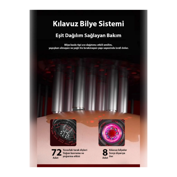 Şarjlı Ve Titreşimli Saç Masaj Tarağı Bakım Yağı Hazneli Fırça ( Lisinya )