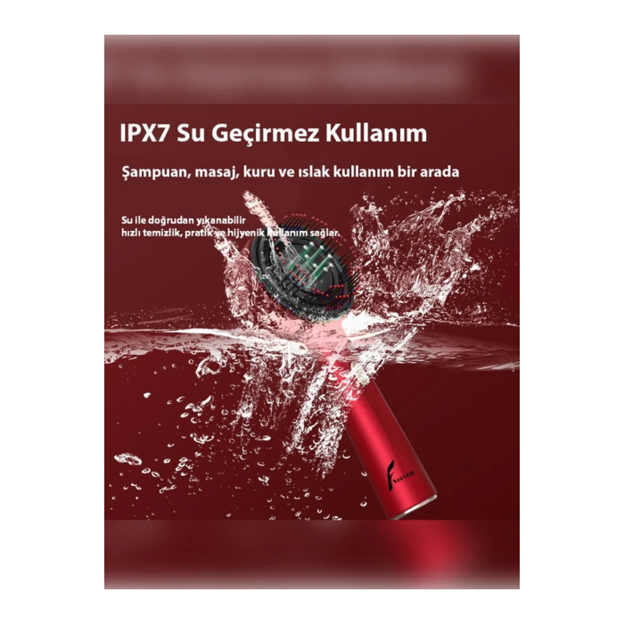 Şarjlı Ve Titreşimli Saç Masaj Tarağı Bakım Yağı Hazneli Fırça ( Lisinya )