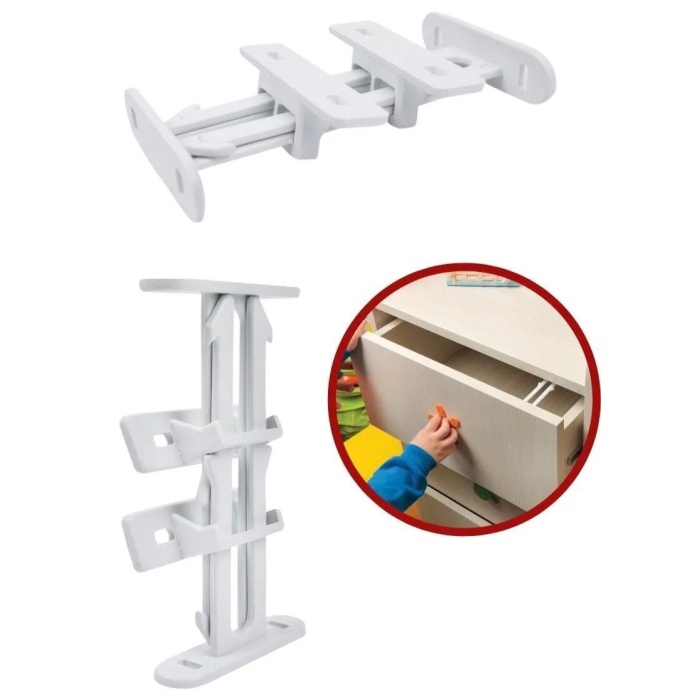 4 Adet Bebek Çocuk Koruma Kilidi - Dolap Çekmece Kilidi Sürgülü Kilit - Lisinya