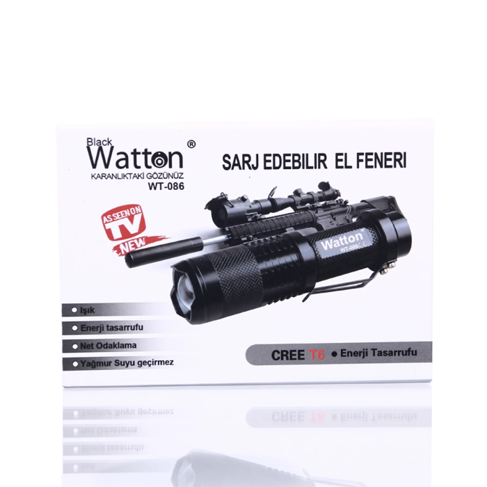 Orjinal 800 Lümen T6 Şarjlı El Feneri  Wt-086 - Lisinya