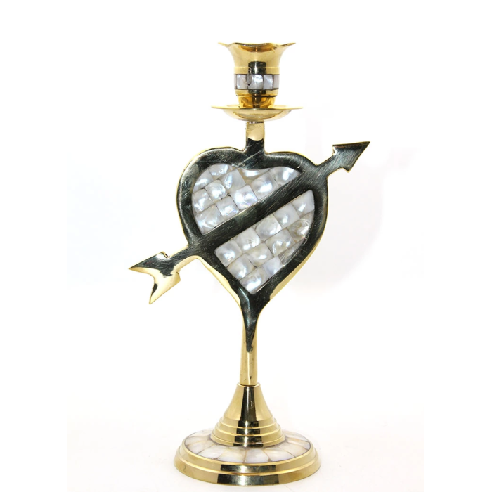 Pirinç Sedefli Tekli Şamdan 11056-8 - Lisinya