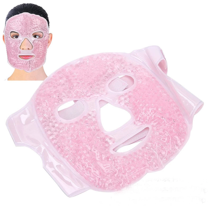 Terapi Jel Yüz Maskesi Soğuk Ve Sıcak Boncuklu Ayarlanabilir Maske (Pembe) ( Lisinya )