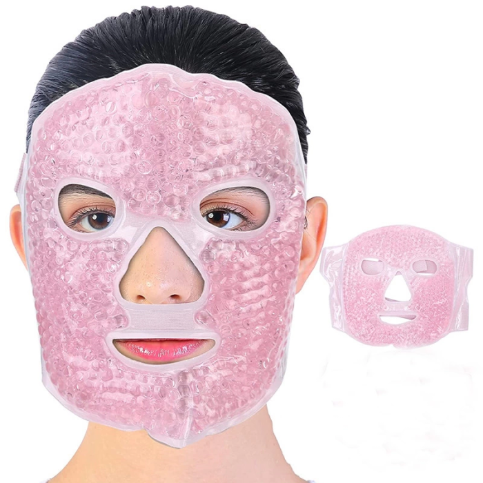 Terapi Jel Yüz Maskesi Soğuk Ve Sıcak Boncuklu Ayarlanabilir Maske (Pembe) ( Lisinya )