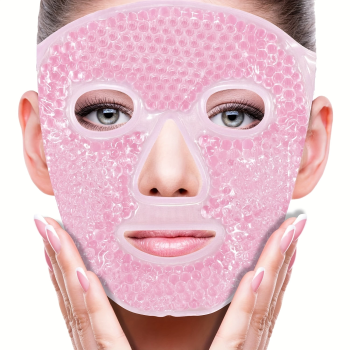 Terapi Jel Yüz Maskesi Soğuk Ve Sıcak Boncuklu Ayarlanabilir Maske (Pembe) ( Lisinya )