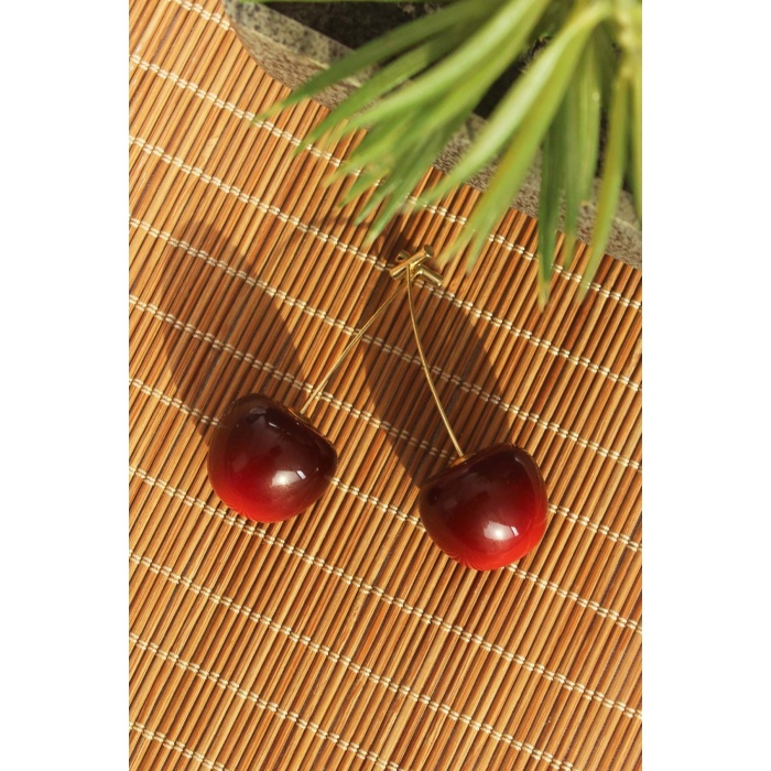 Gold Renk Kiraz Model Kadın Küpe - Lisinya