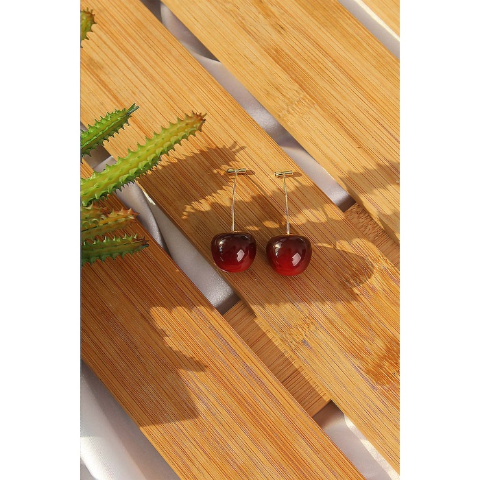 Gold Renk Kiraz Model Kadın Küpe - Lisinya