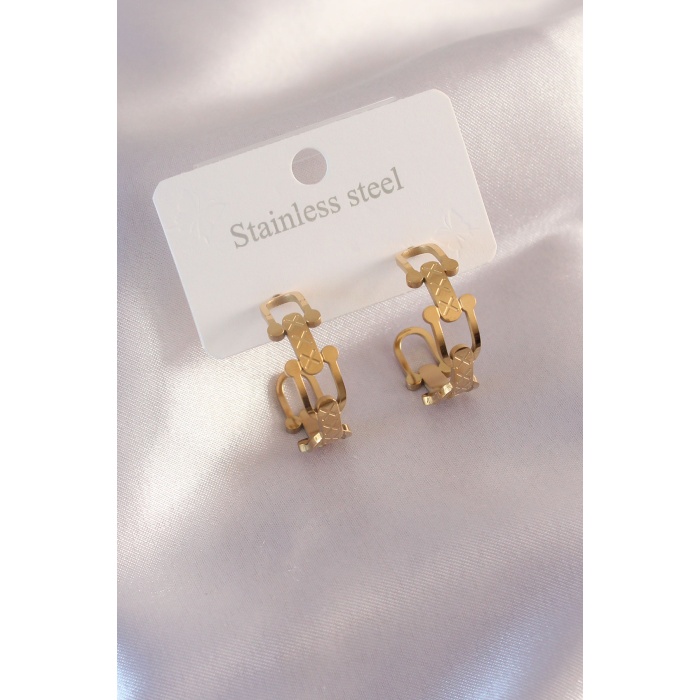 Çelik Gold Renk Tifanny Zincir Model Kadın Küpe - Lisinya