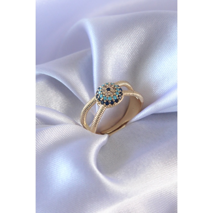 Gold Renk Nazar Boncuk Model Kadın Yüzük - Lisinya