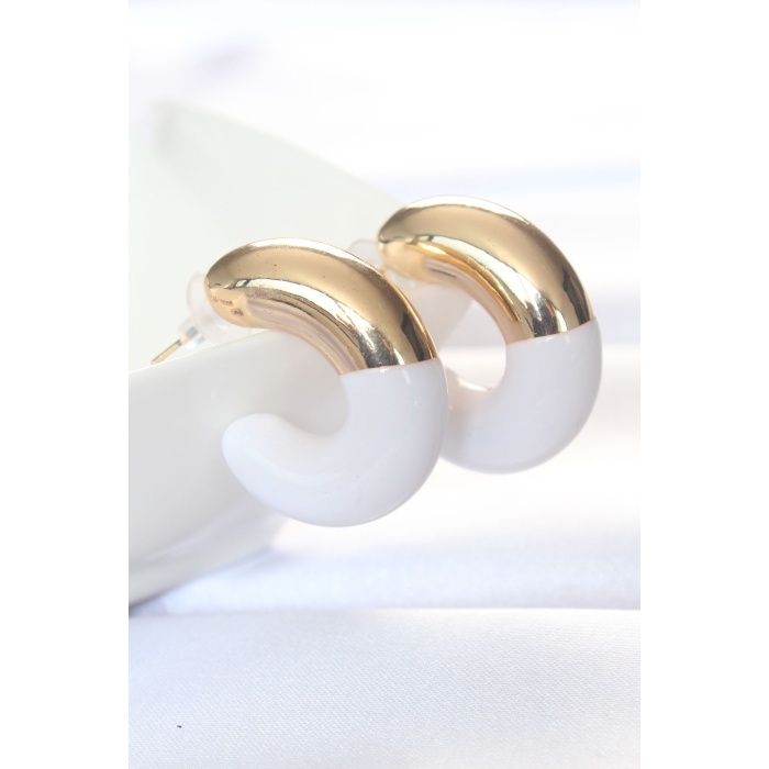 CCB Beyaz Gold Çift Renk Küpe - Lisinya