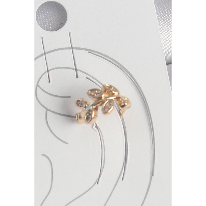 Pirinç Gold Renk Zirkon Taşlı Yaprak Model Kadın Kıkırdak Küpe - Lisinya