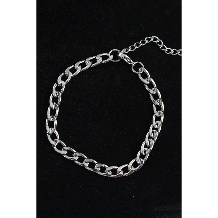 316L Çelik Kalın Klasik Model Gümüş Renk Erkek Bileklik - Lisinya