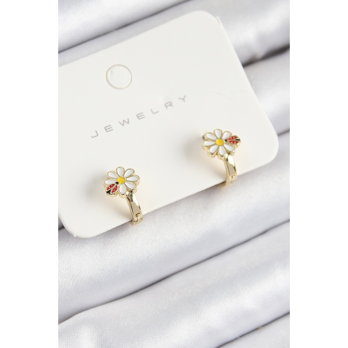 Pirinç Papatya Model Gold Renk Çocuk Küpe - Lisinya