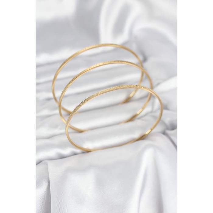 316L Çelik Gold Renk Simli Model Ajda 65 mm Kadın Bileklik - Lisinya