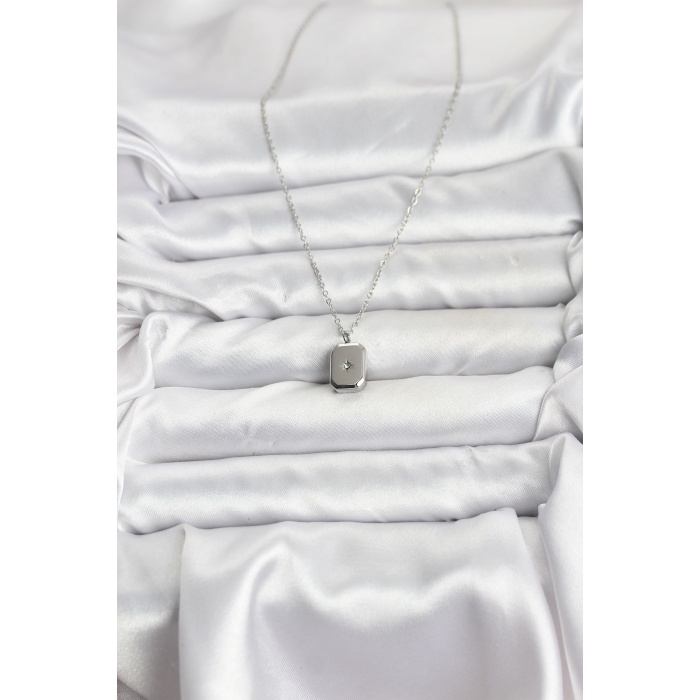 316L Çelik Zincir Gümüş Renk Minimal Kutup Yıldızı Model Kadın Kolye - Lisinya