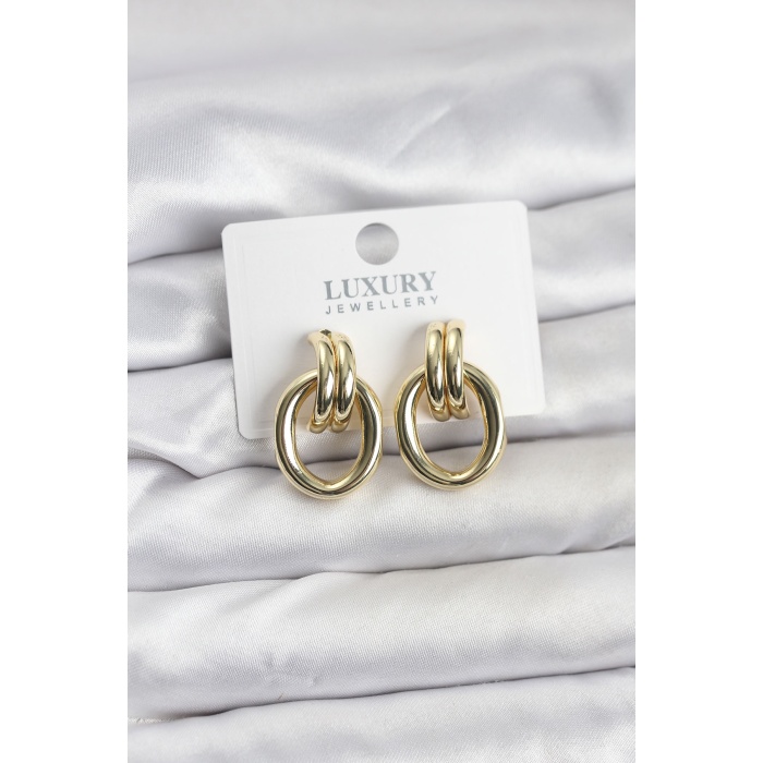 Gold Renk Pirinç Vintage Kadın Küpe - Lisinya