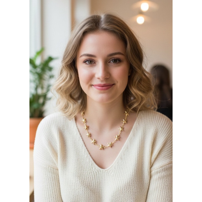 Yıldız Model Pirinç Gold Renk Kadın Kolye - Lisinya