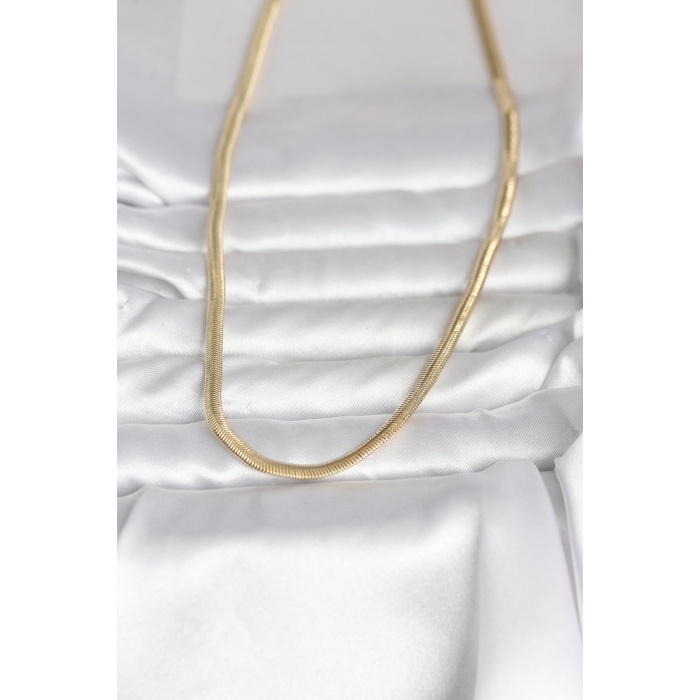 CM 14K Gold Renk Yassı Yılan Zincir Model 45 cm Kadın Kolye - Lisinya