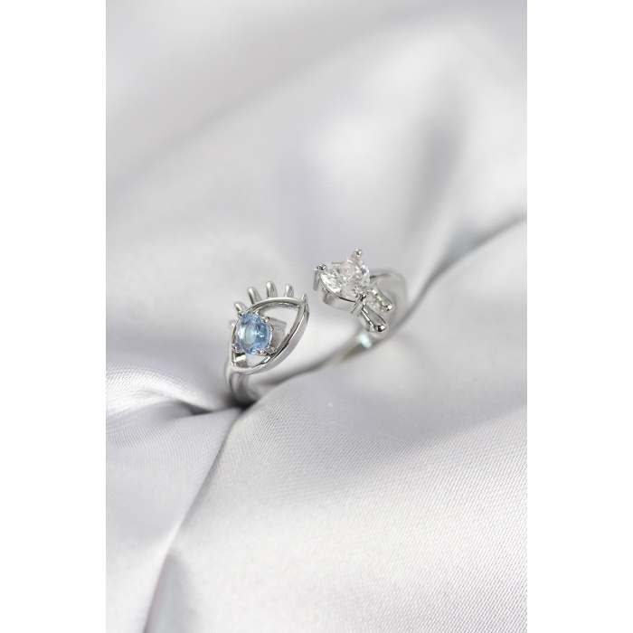 Gözyaşı Model Gümüş Renk Zirkon Taşlı Kadın Yüzük - Lisinya