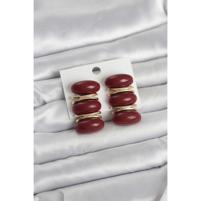 Bordo Vintage Model Gold Renk Kadın Küpe - Lisinya