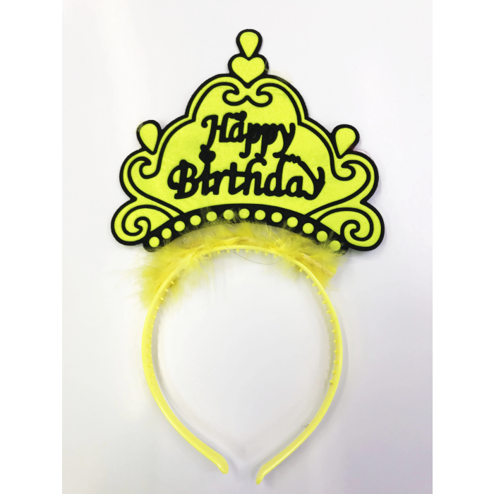 Happy Birthday Yazılı Neon Renk Taç 12 Adet - Lisinya