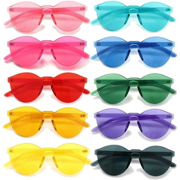 Oval Şekilli Çerçevesiz Parti Gözlüğü 6 Renk 6 Adet - Lisinya