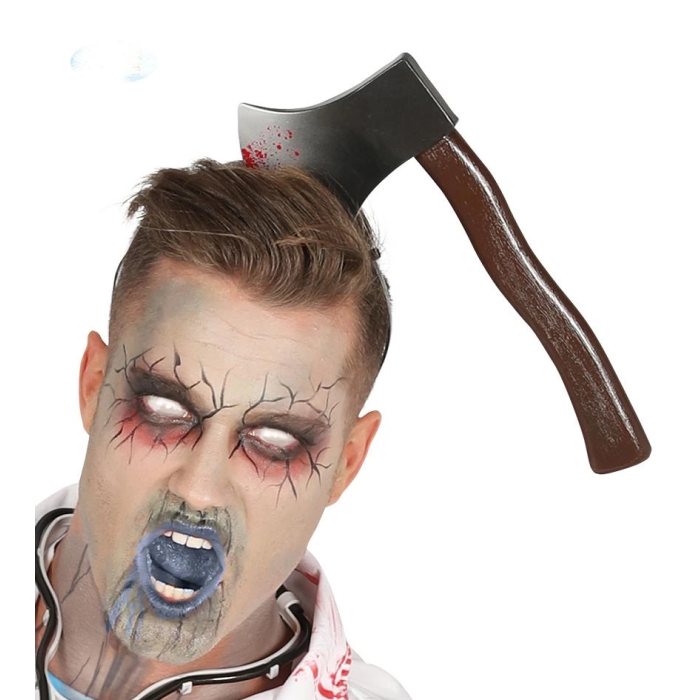 Kafaya Saplanmış Halloween Kanlı Balta Şaka Tacı - Lisinya