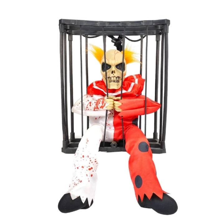 Hareketli Sesli Sensörlü Mahkum Joker İskelet Dekorasyon 22x27 Cm - Lisinya