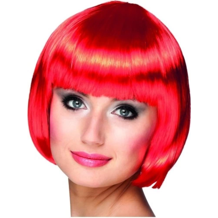 Kırmızı Renk Parti Peruğu Küt Saç - Lisinya