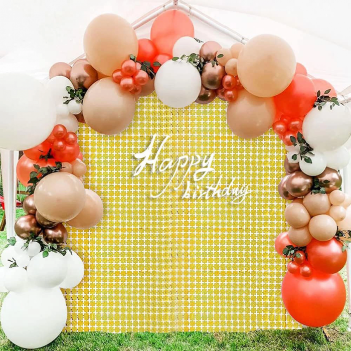 Ekstra Metalize Altın Renk Disko Dikdörtgen Kesim Kapı Perdesi Dekorasyon 1x2 Metre - Lisinya