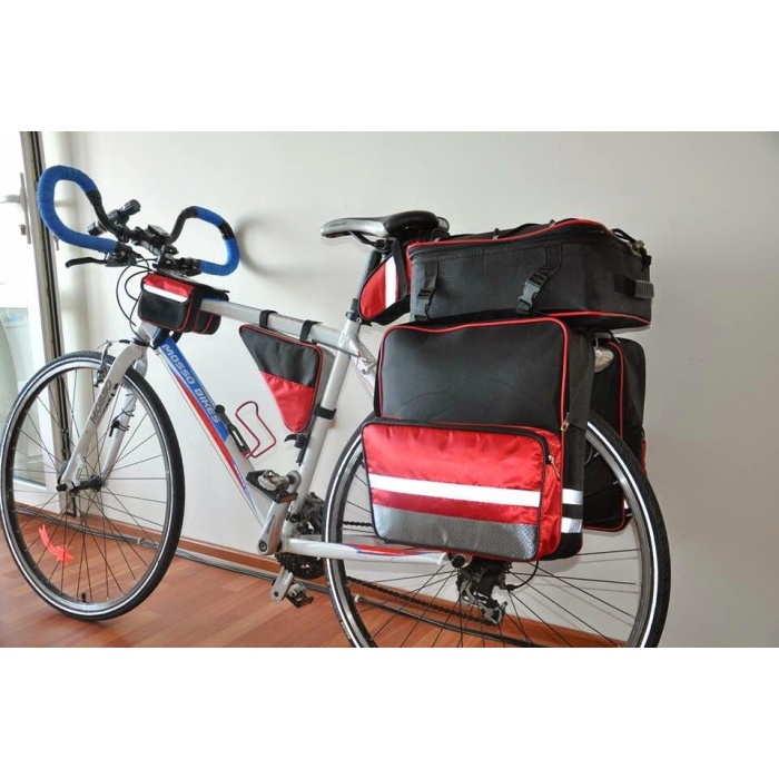Bisiklet Çok Amaçlı Heybe Çanta  Kadro Üstü Telefon Tutuculu - Siyah - Lisinya