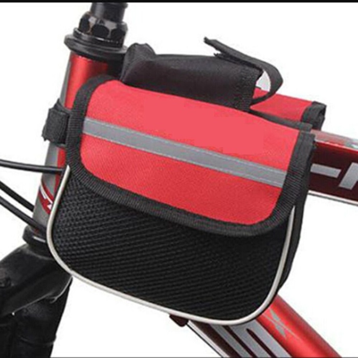 Bisiklet Çok Amaçlı Heybe Çanta  Kadro Üstü Telefon Tutuculu - Siyah - Lisinya
