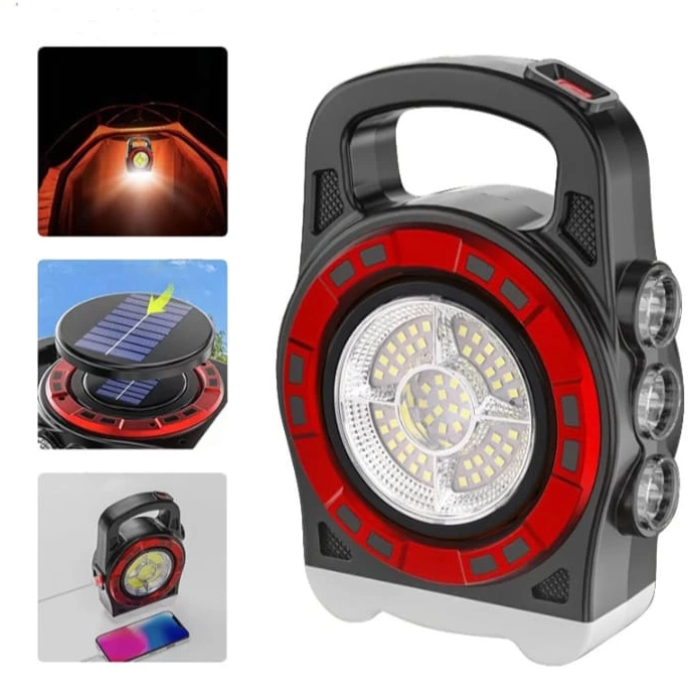 P-6678c Dış Mekan Solar Şarj Işığı Çok Fonksiyonlu Projektör Hazine Güçlü Işık El Feneri - Lisinya
